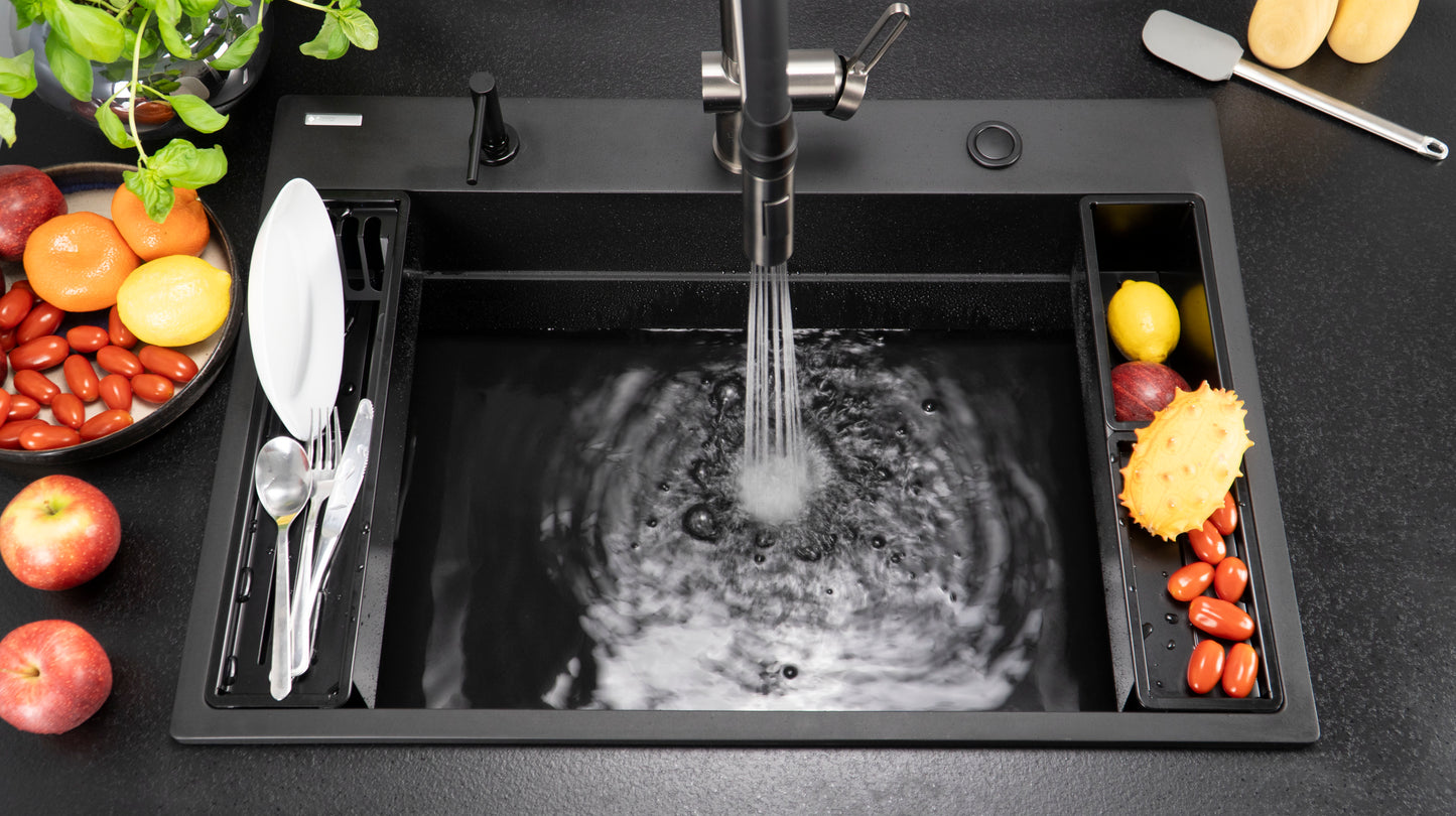 Virtuves jaucējkrāns ar elastīgu izteku - 2 veidu strūklas Magnetic 533 mm matēts zelts - N1 Home