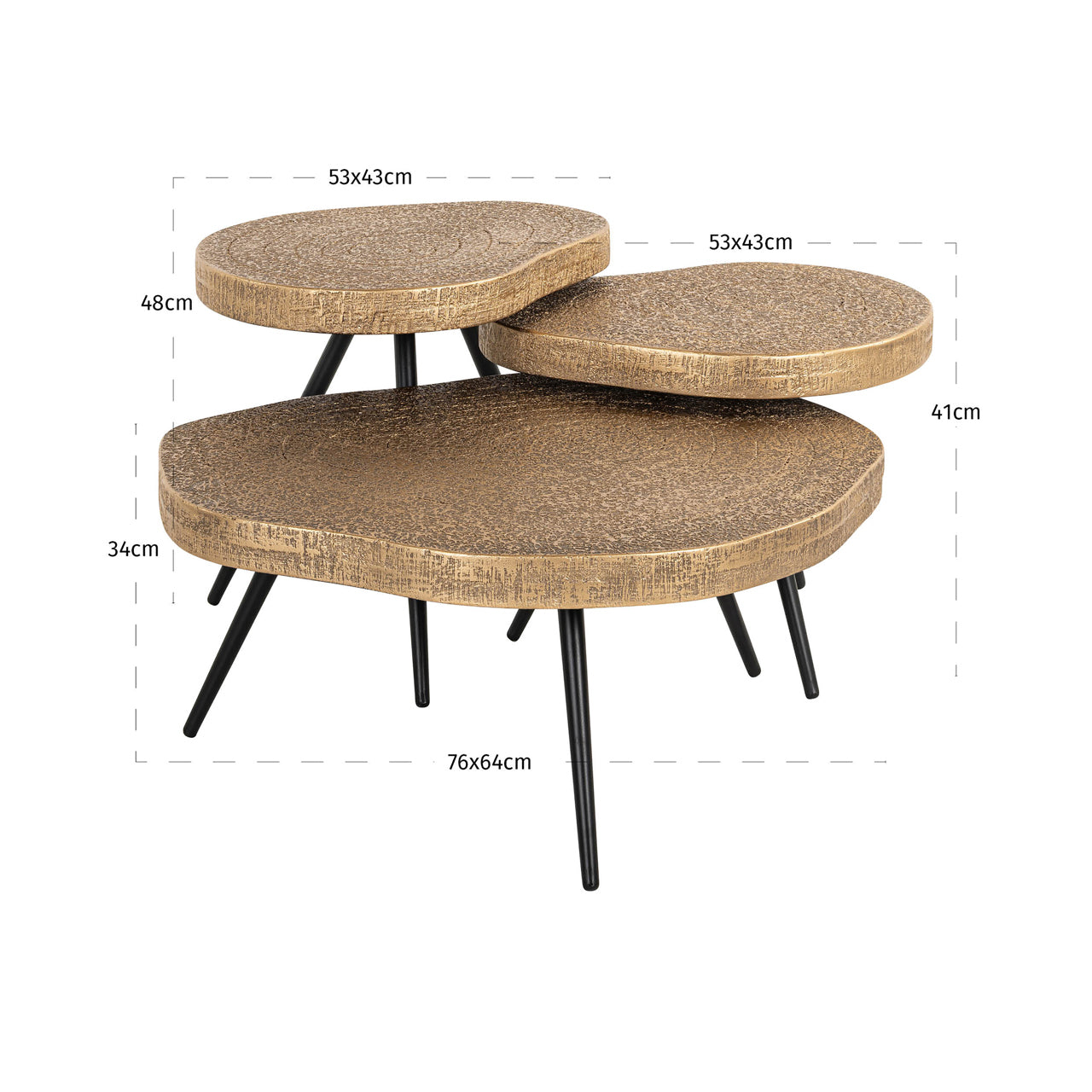 Kafijas galds Symba bronze (Set of 3) Richmond Interiors 34/76/64 cm bronza - N1 Home