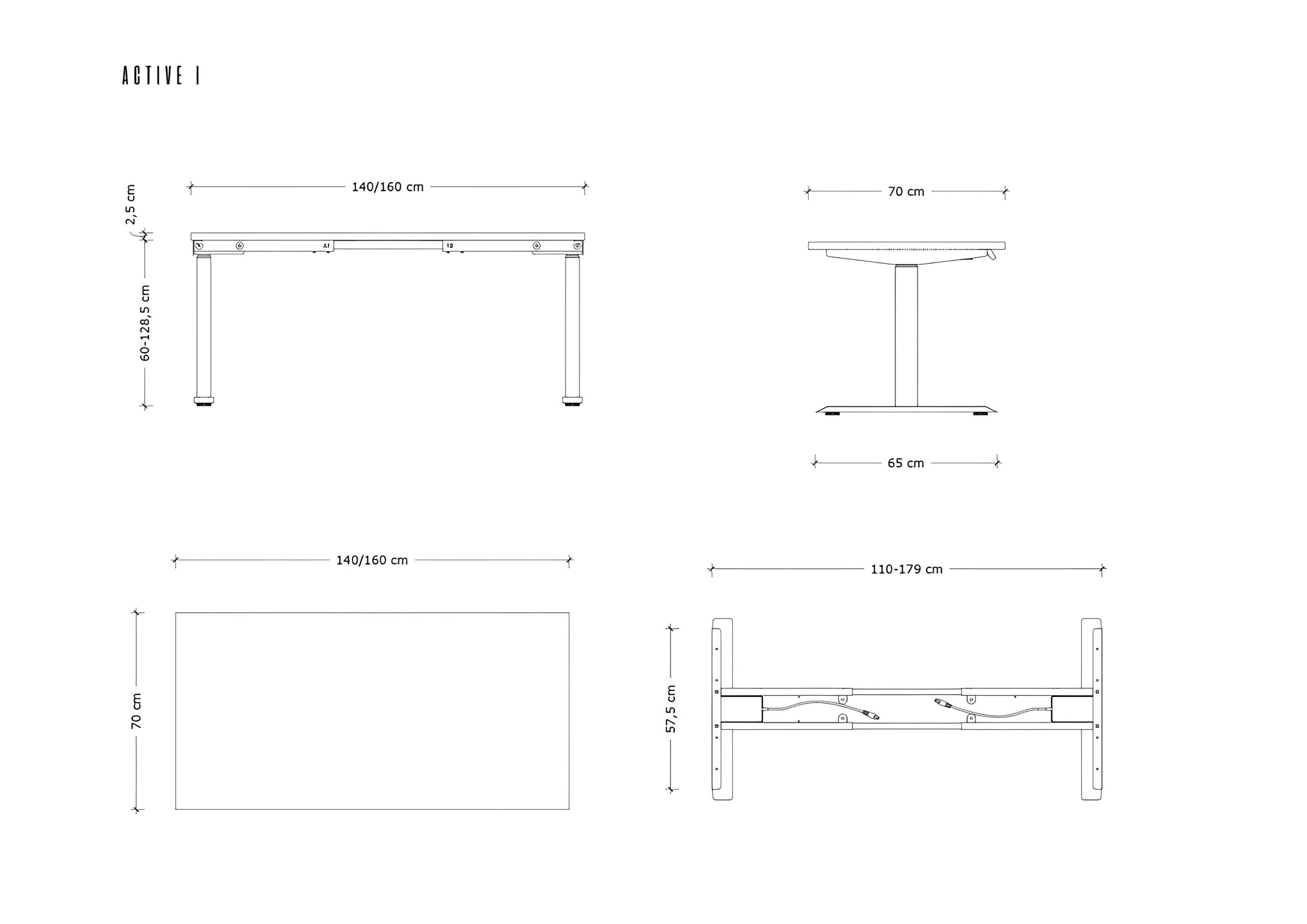 Galds Aktiva I 140;160/70 cm balts/antracīts - N1 Home