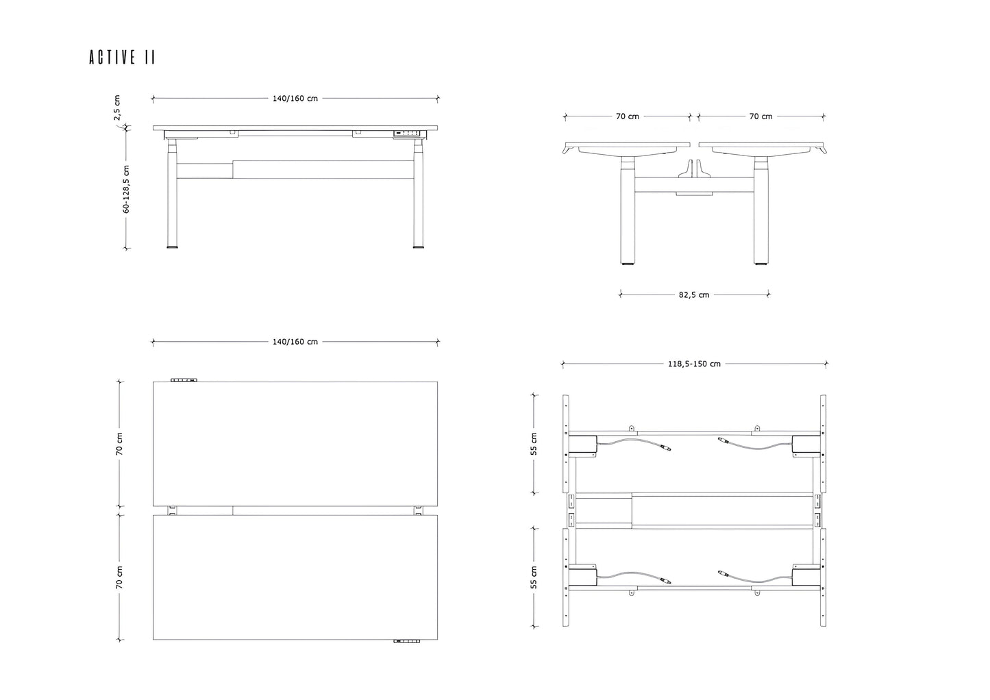 Galds Aktiva II 140; 160/70 cm pelēks/bēšs - N1 Home