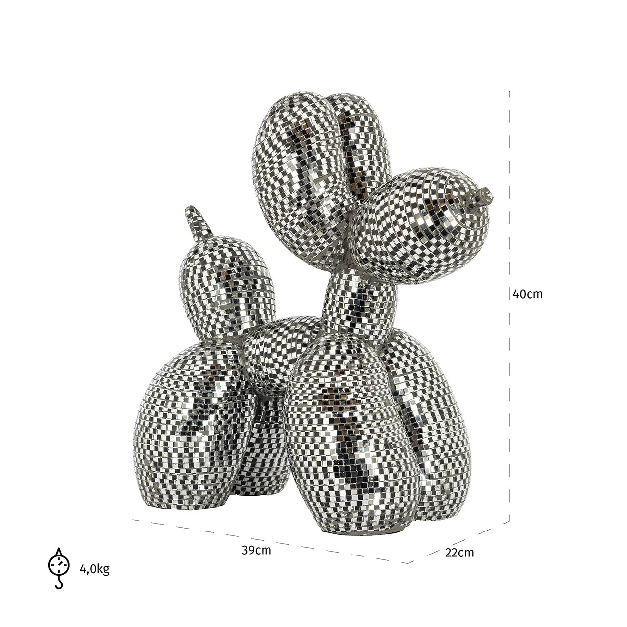 Dekoratīvs priekšmets Richmond Interiors Dog mirror medium 40/39/22 cm melns - N1 Home