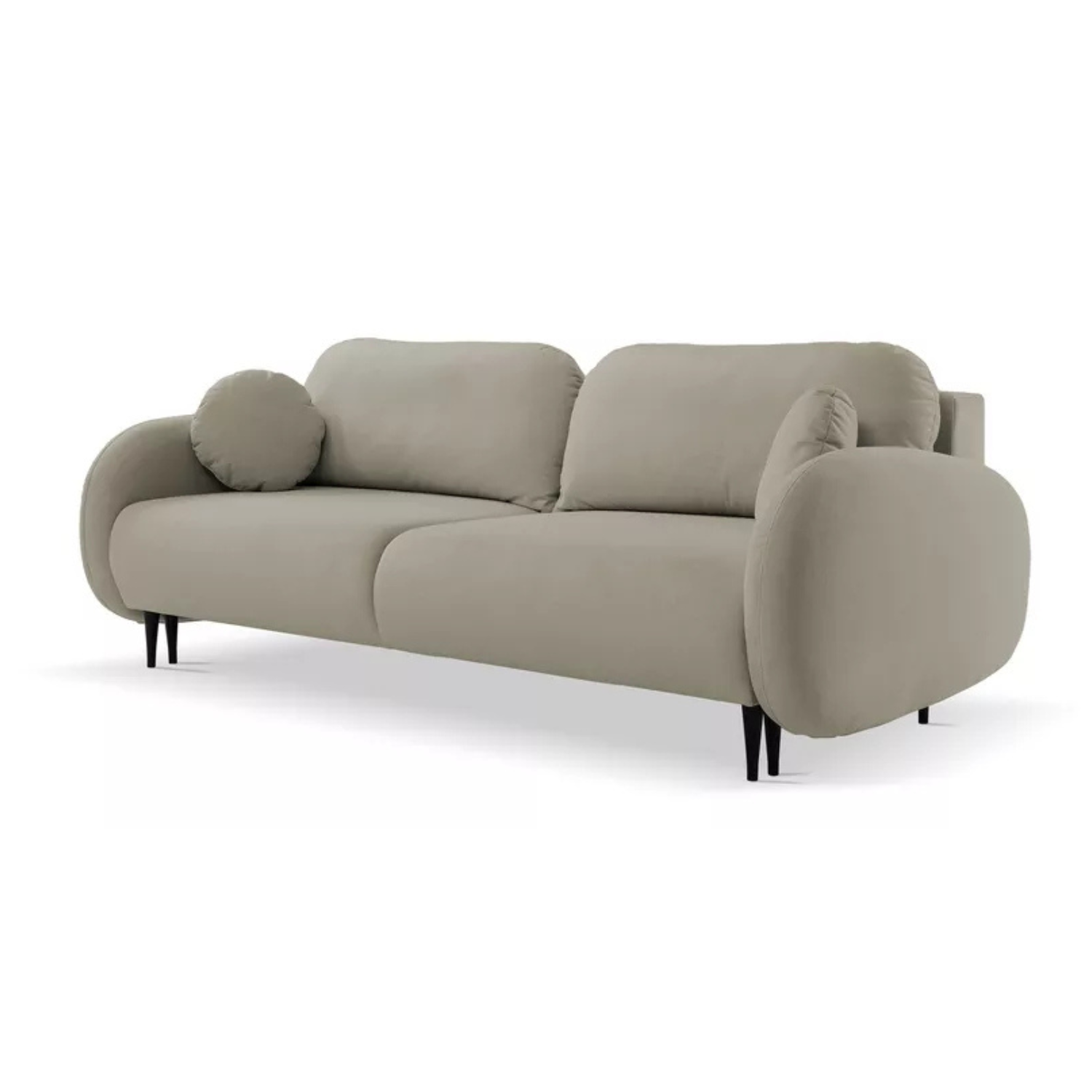 FRABA Izvelkamais dīvāns ar gulēšanas funkciju, veļas konteineru, smilškrāsas samts - N1 Home