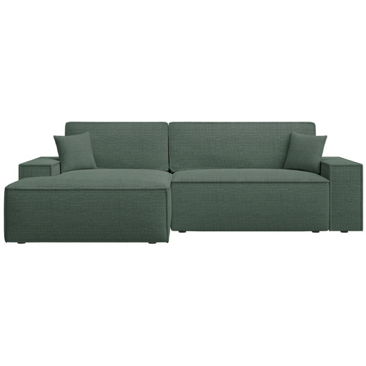 REFESE L-veida dīvāns ar gulēšanas funkciju un glabāšanas kasti, salvijas šenils, kreisa/laba puse - N1 Home