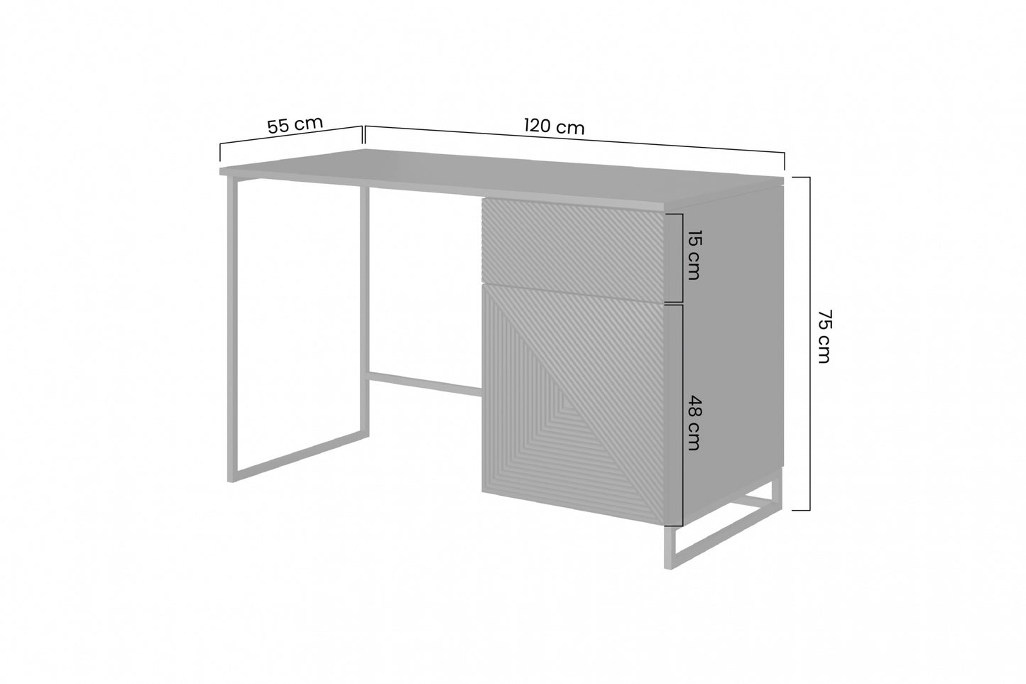 Rakstmgalds Oslo 120/75/55 cm melns - N1 Home