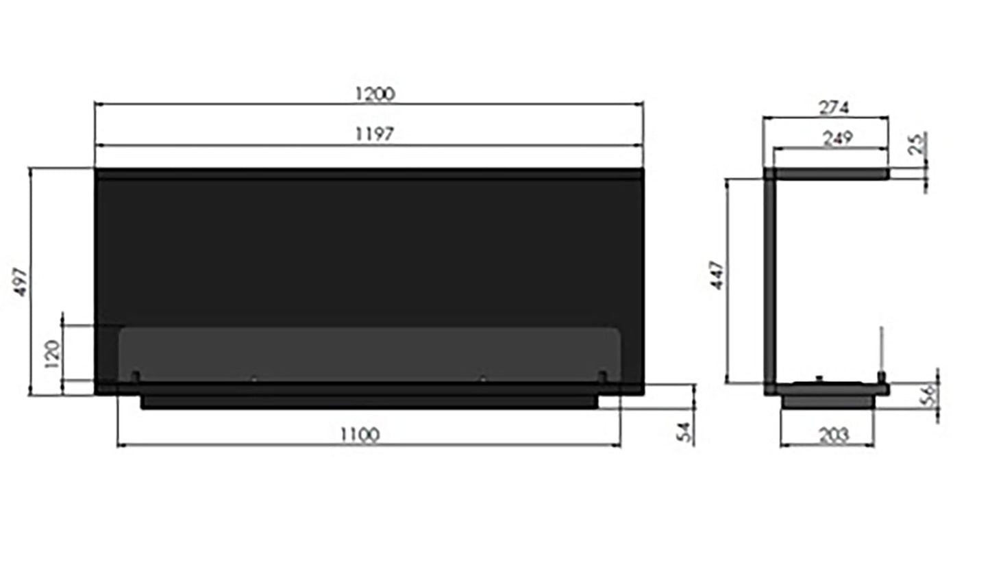 Biokamīns INSI C 2. versijas 80/45/25; 100/50/27; 120/50/20 cm melns - N1 Home