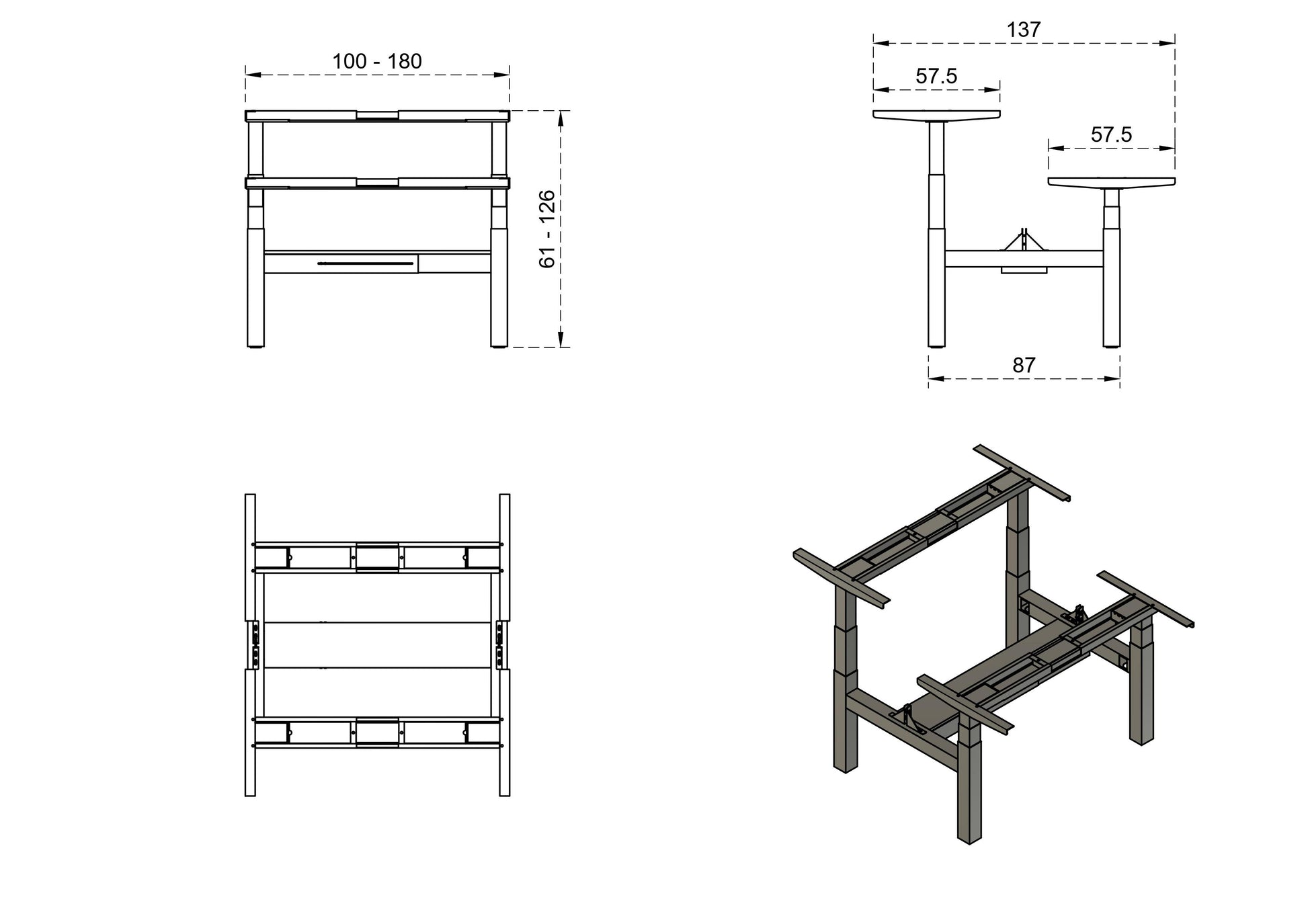 Galds Fino double 140/149,5 cm melns/valrieksts - N1 Home