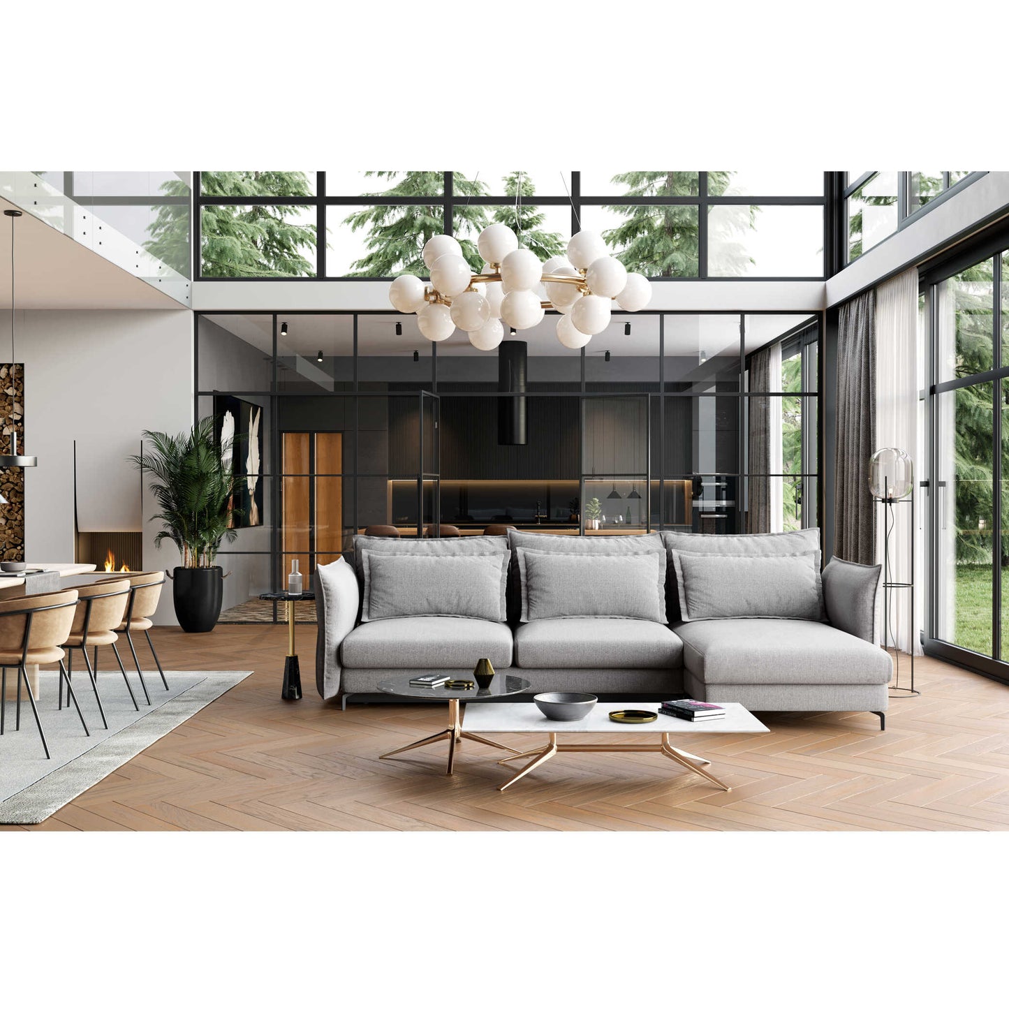 Dīvāns Carmen Corner S2 Befame 318/187/101 cm tumši zils - N1 Home