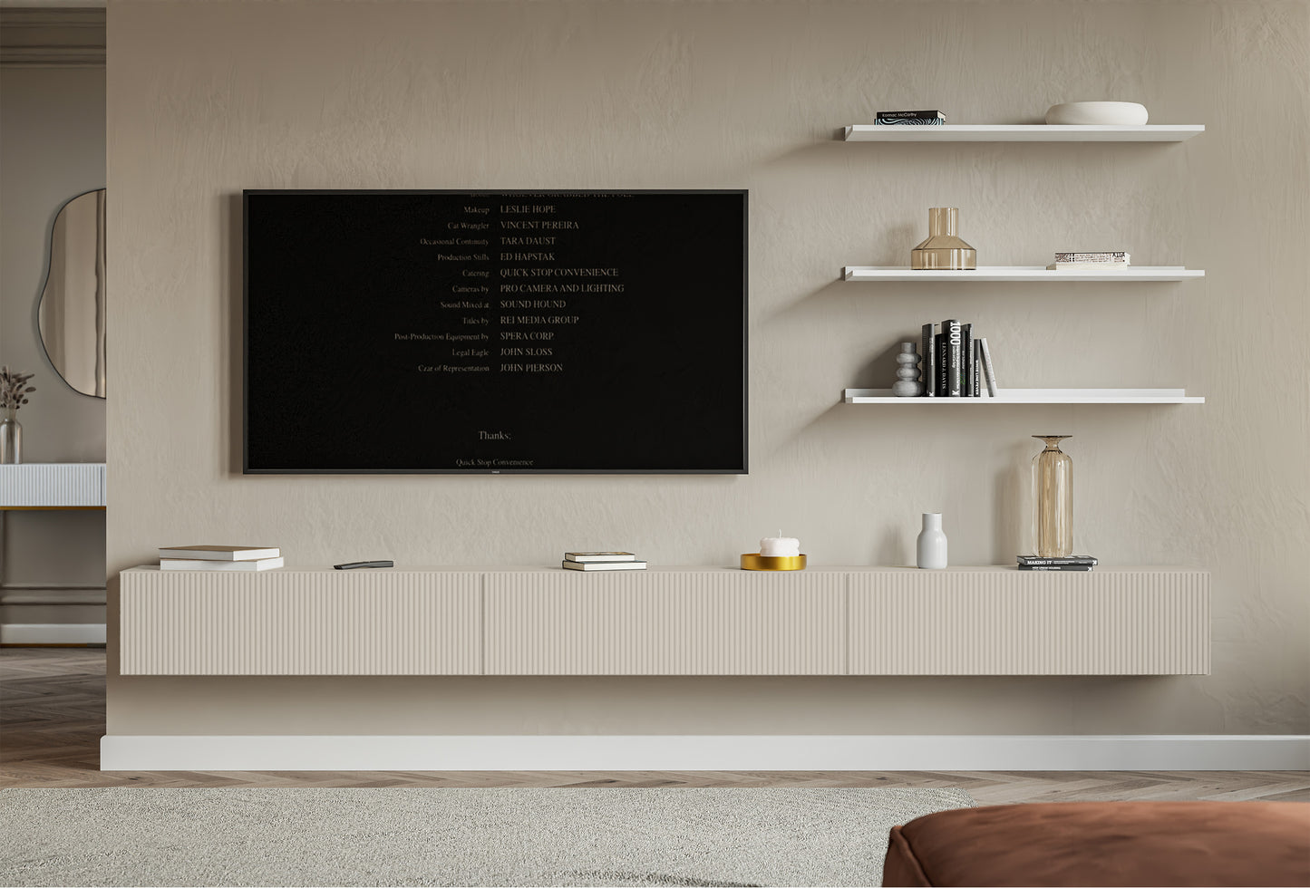TV skapis Velda 302/28/31 cm bēšs - N1 Home
