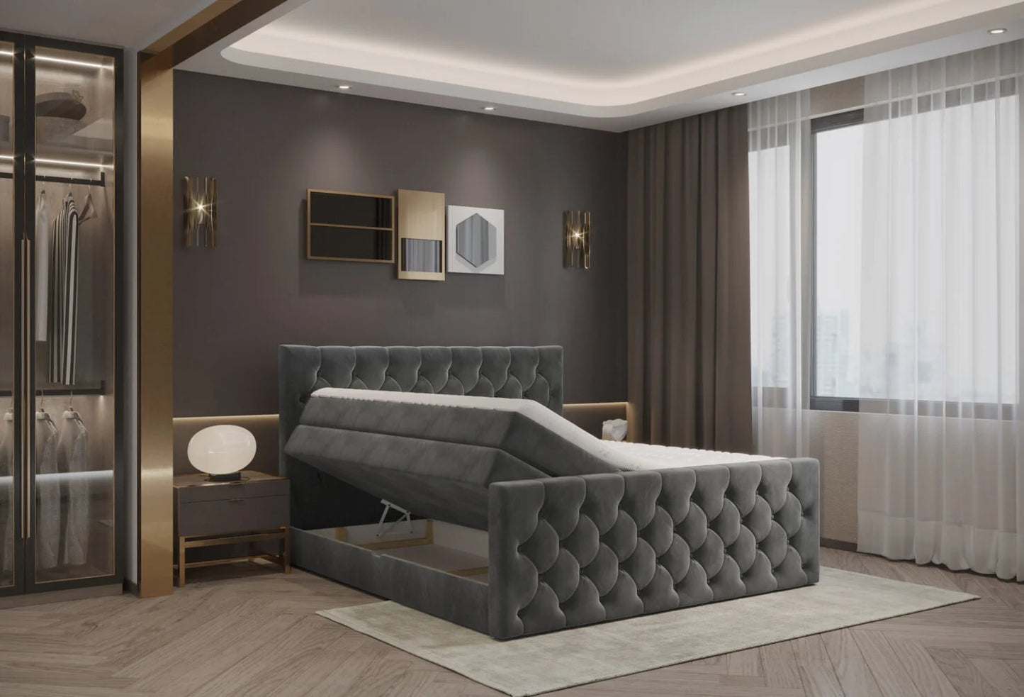 Gulta Charl 140/160/180 cm tumši pelēks - N1 Home