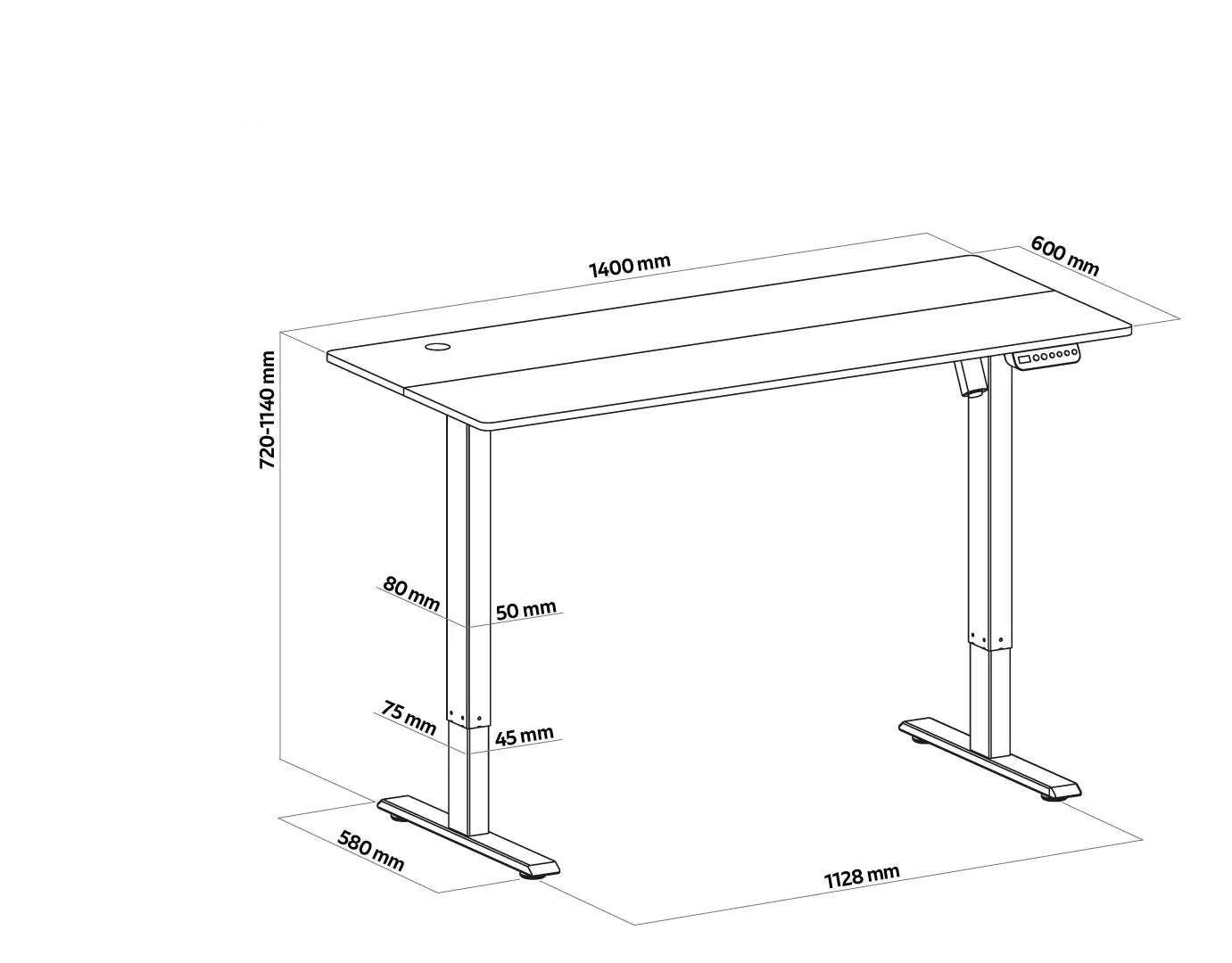 Galds HR 140/60 cm melns - N1 Home