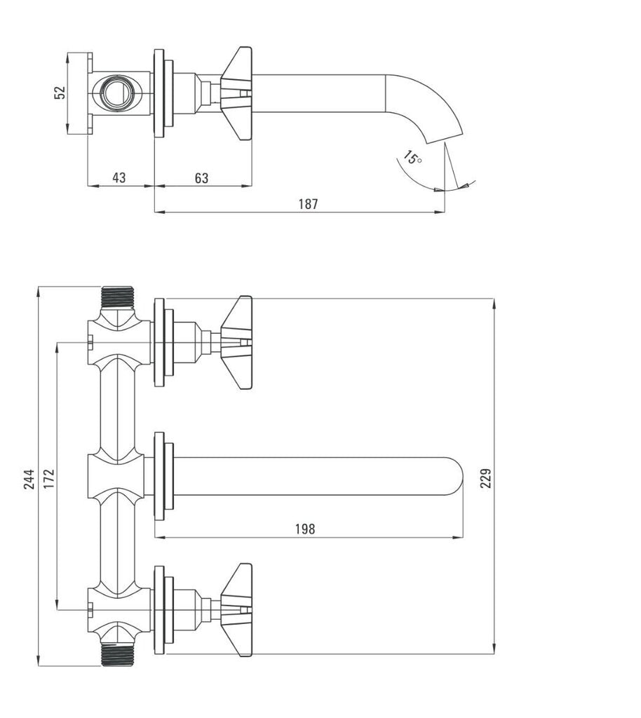 Iebūvēts izlietnes maisītājs Temisto 198 mm brass - N1 Home