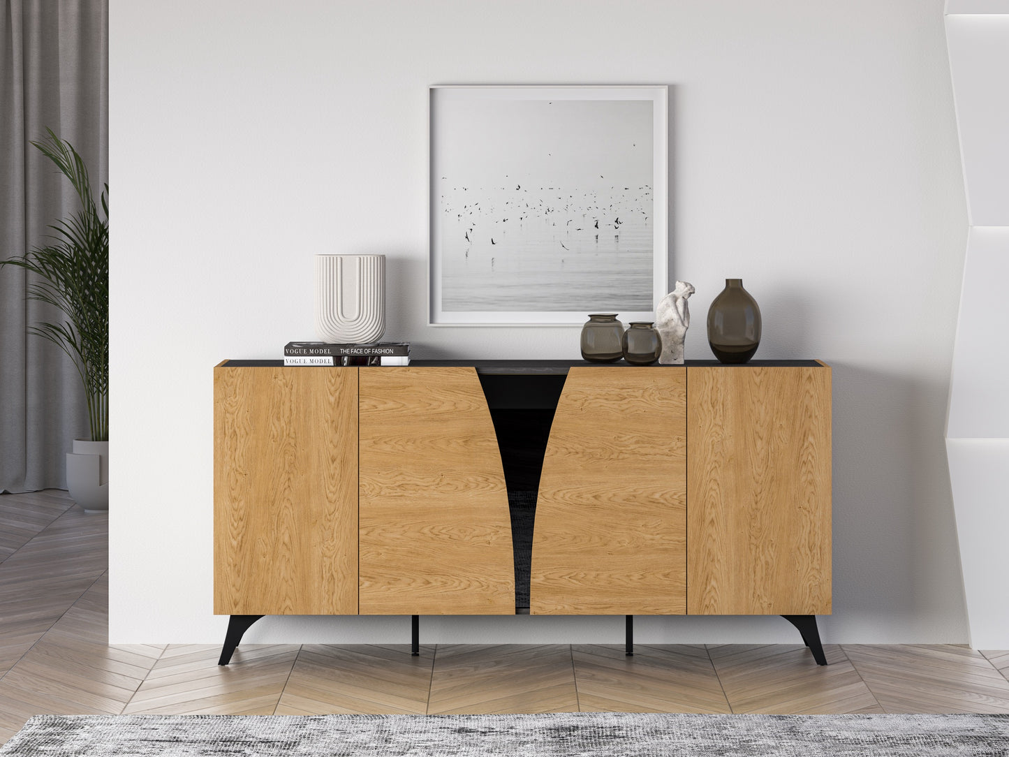 Kumode Toskana 169/82/38 cm ozols/melns