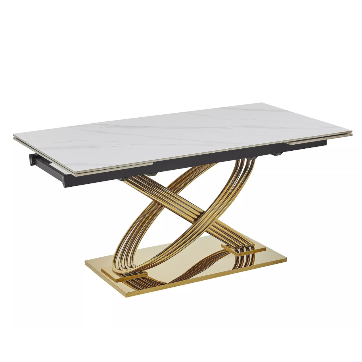 Galds Herme 75/90/160 cm balts/zelts - N1 Home