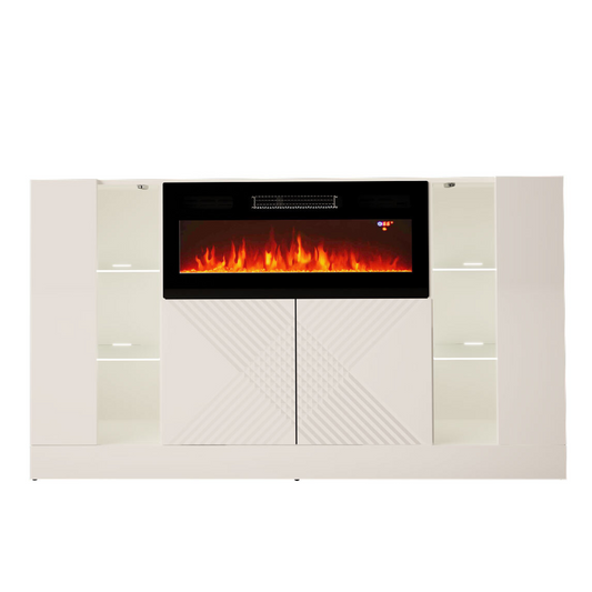 Kumode ar elektrisko kamīnu Dalika 160/90/35 cm balts