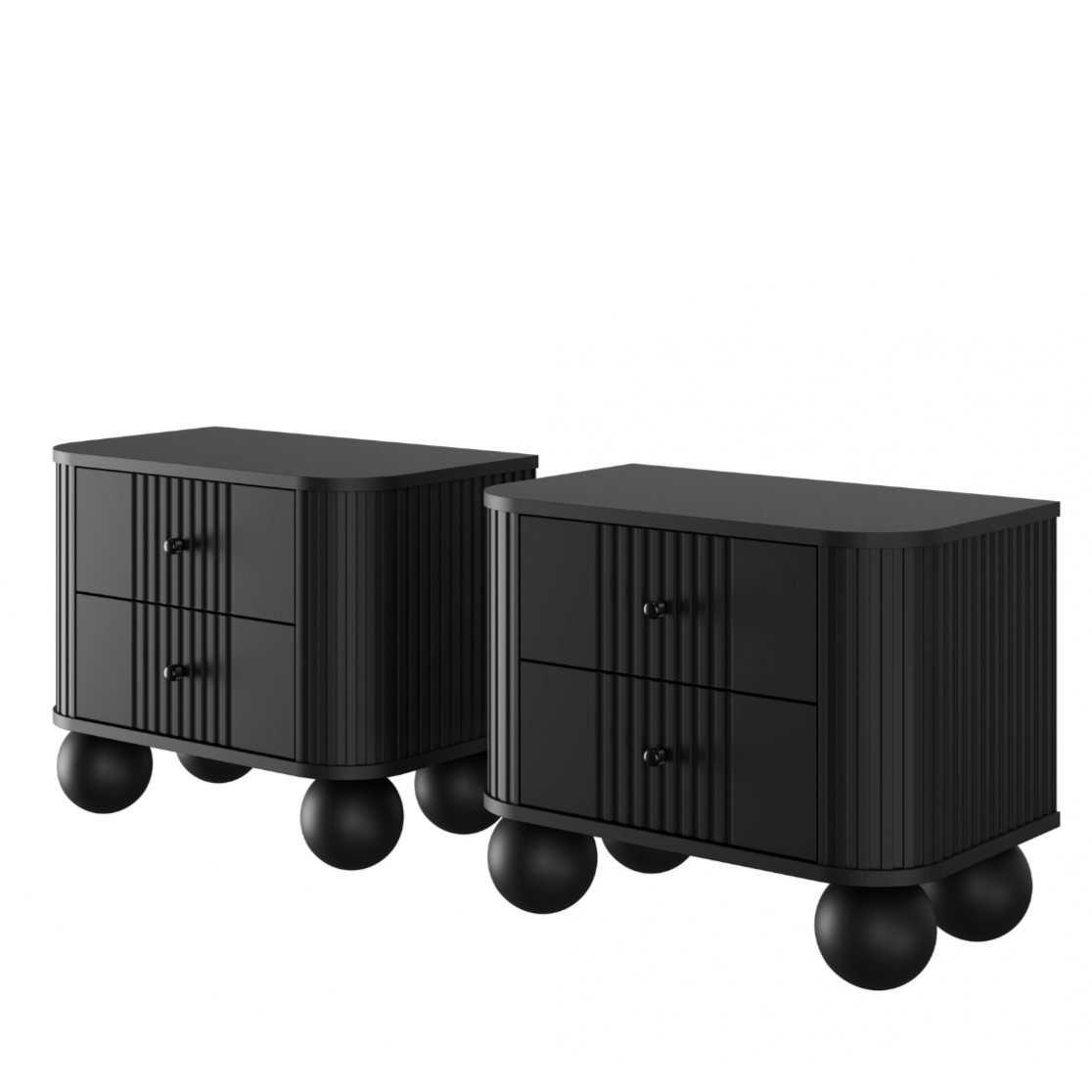 Naktsskapītis (2) Vespa 56/48/38 cm melns/melns - N1 Home