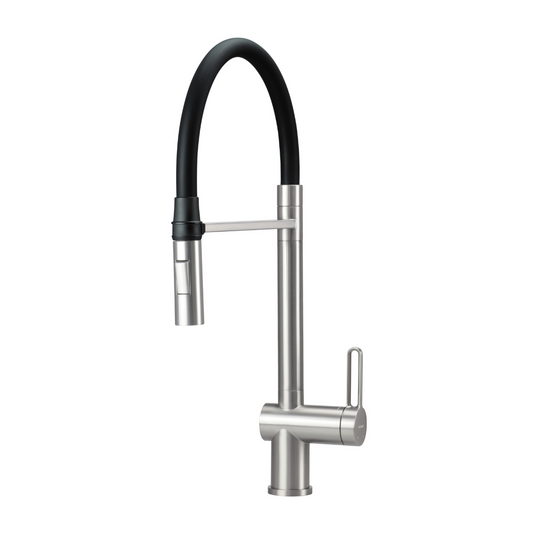 Virtuves jaucējkrāns ar elastīgu izteku - 2 veidu strūklas Magnetic 533 mm matēts tērauds - N1 Home