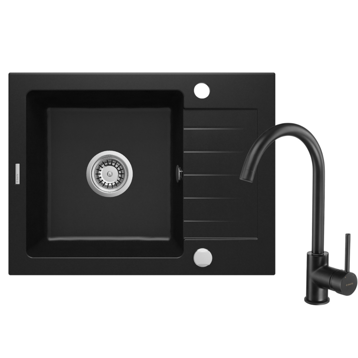 Granīta izlietne ar jaucējkrānu Zorba 580 x 440 x 164 nero - N1 Home