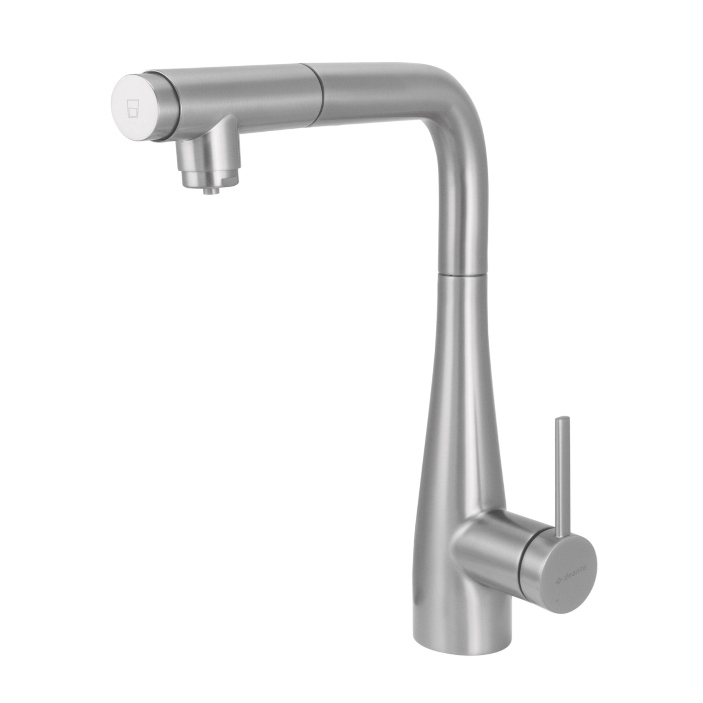 Virtuves jaucējkrāns ar ūdens filtra pieslēgumu un izvelkamu snīpi Eridan 33 cm matēts tērauds - N1 Home