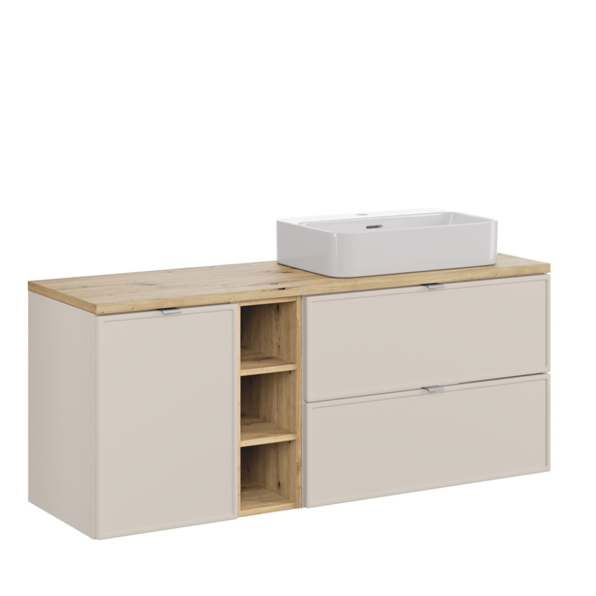 Vannas istabas mēbeļu komplekts Bell N 140 cm kašmirs/ozols - N1 Home