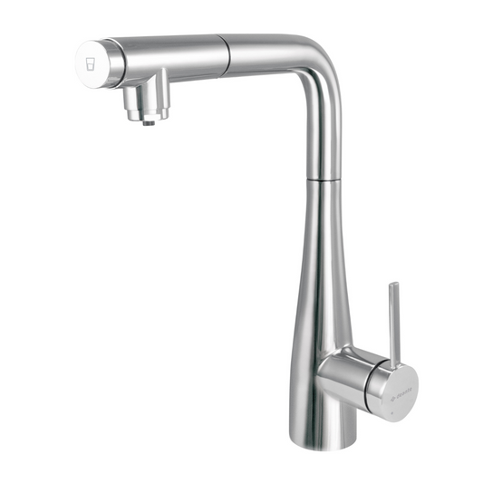 Virtuves jaucējkrāns ar ūdens filtra pieslēgumu un izvelkamu snīpi Eridan 33 cm hroms - N1 Home