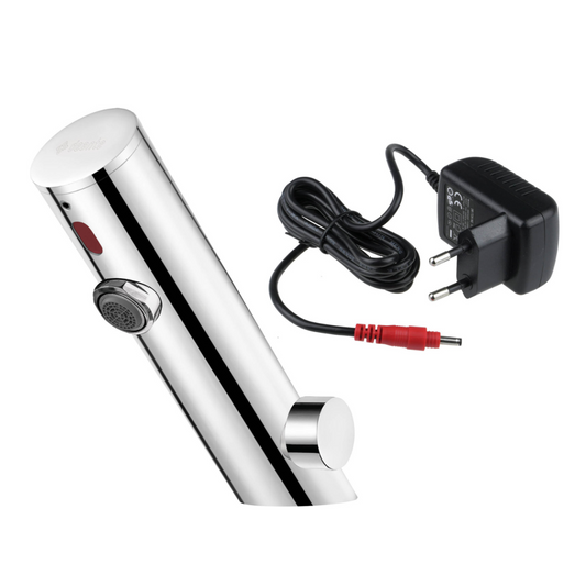 Izlietnes jaucējkrāns, bezkontakta, ar temperatūras kontroli - 230/6V Sense 146 mm pulēts tērauds - N1 Home