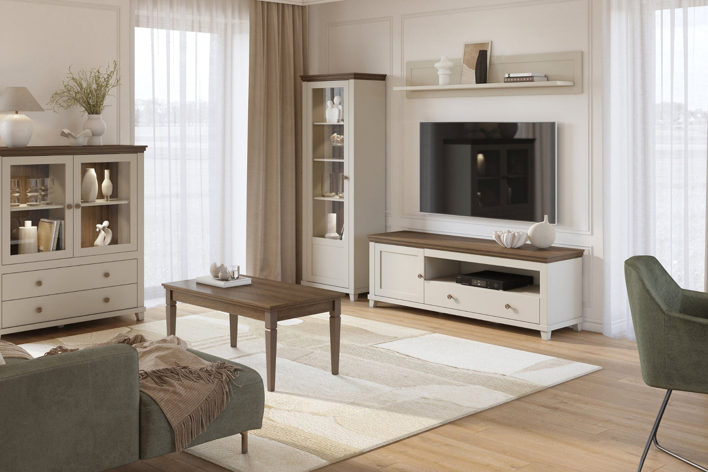 TV skapis Evtar 181/61/49 cm kašmirs/Dunin ozols