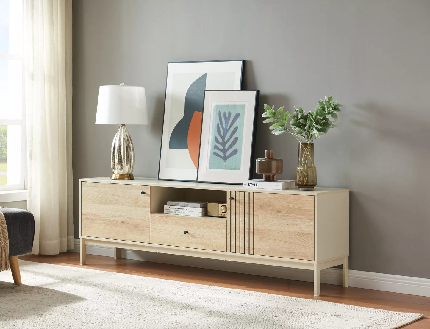 TV skapis Frosi 40/180/58 cm ozols/netīri balta - N1 Home