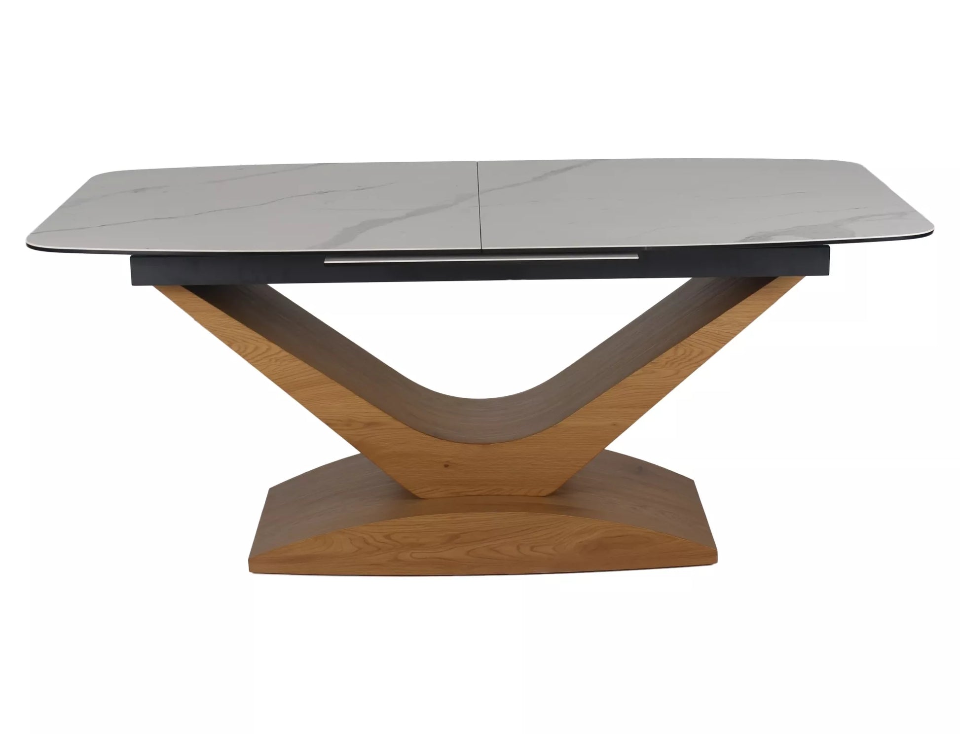 Galds Dole 180-240/76/95 cm matēts balts / ozols - N1 Home