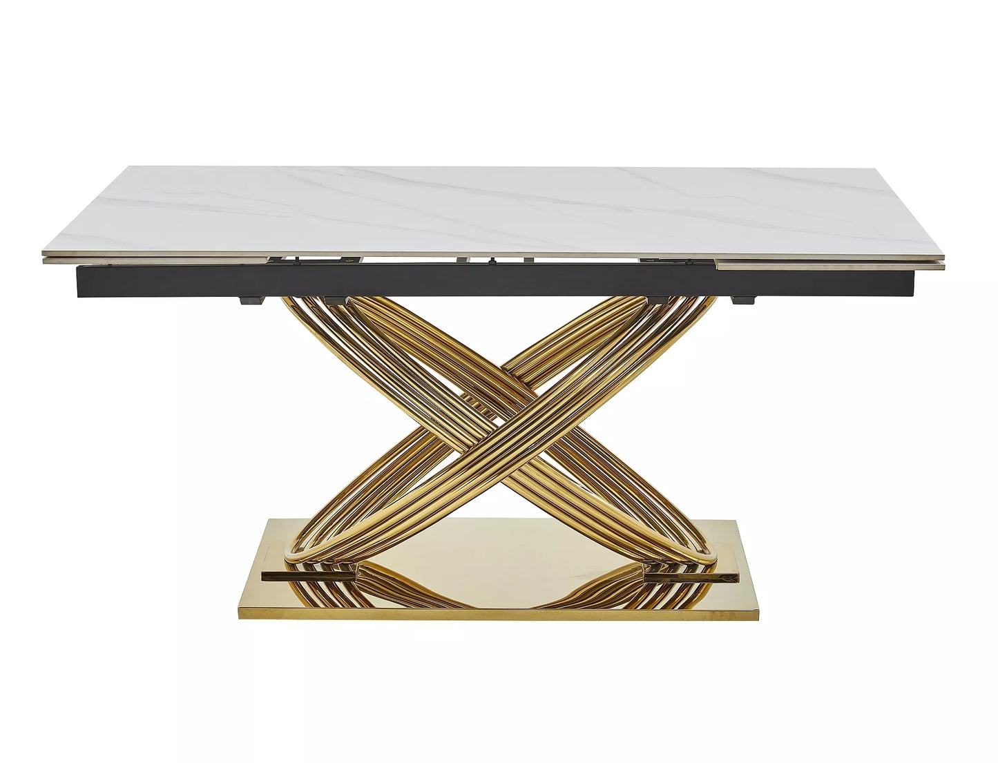 Galds Herme 75/90/160 cm balts/zelts - N1 Home