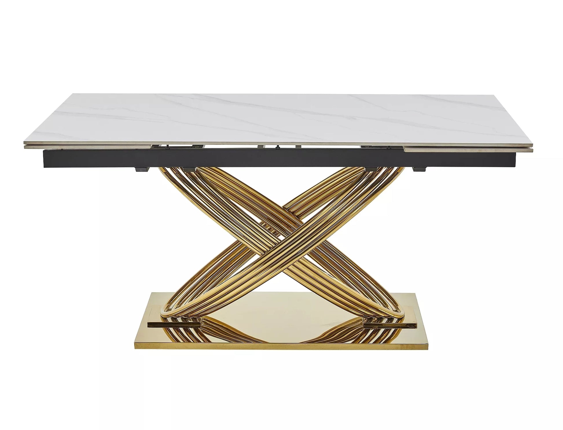 Galds Herme 75/90/160 cm balts/zelts - N1 Home