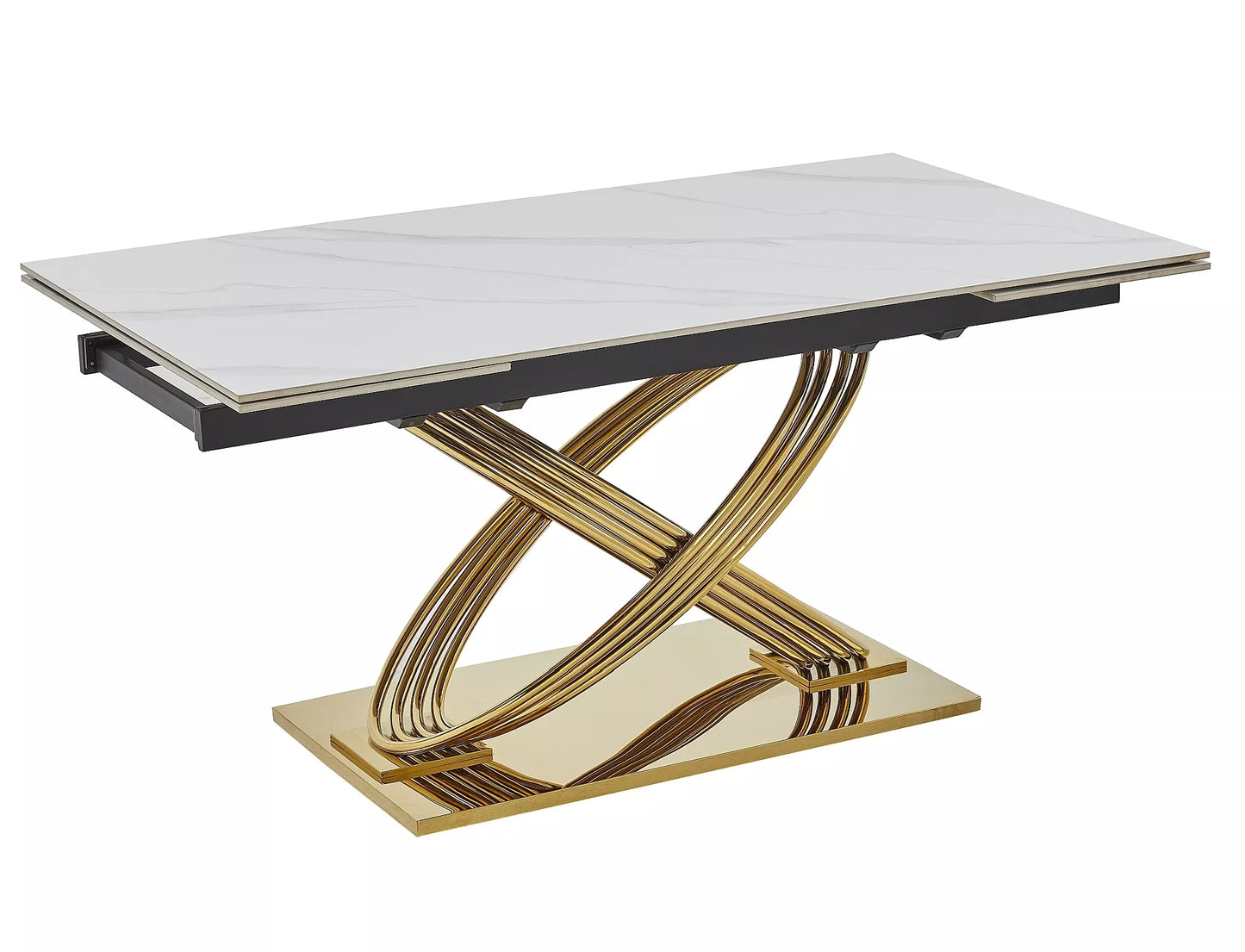 Galds Herme 75/90/160 cm balts/zelts - N1 Home