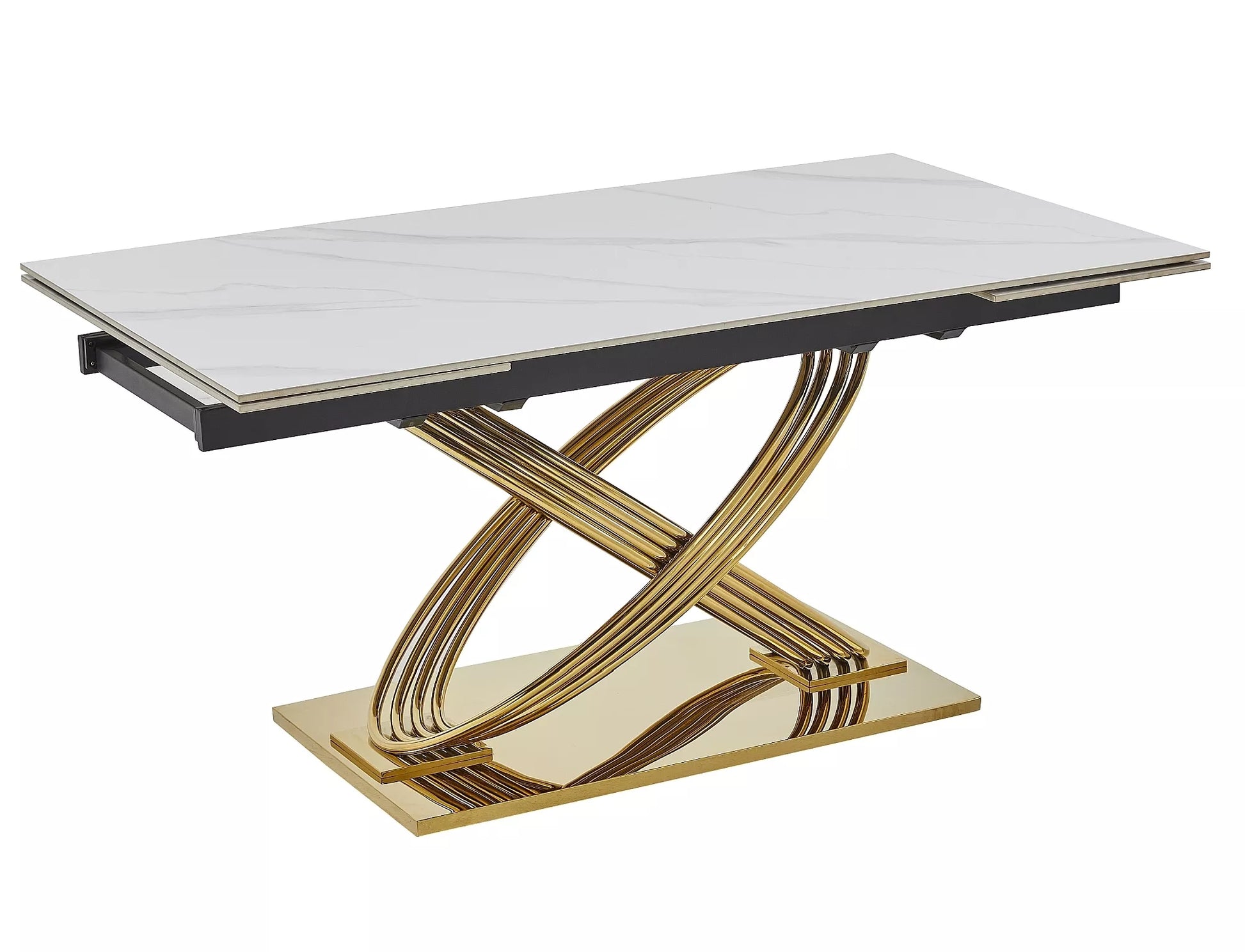 Galds Herme 75/90/160 cm balts/zelts - N1 Home