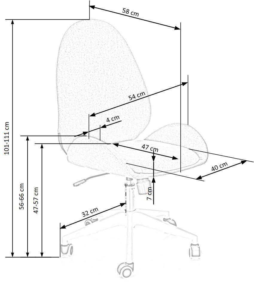 Krēsls Fal 54/58/101-111/47-57 cm pelēks