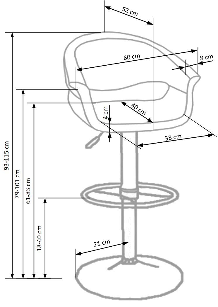 LG krēsls balts/melns 60/46/93÷115 cm - N1 Home