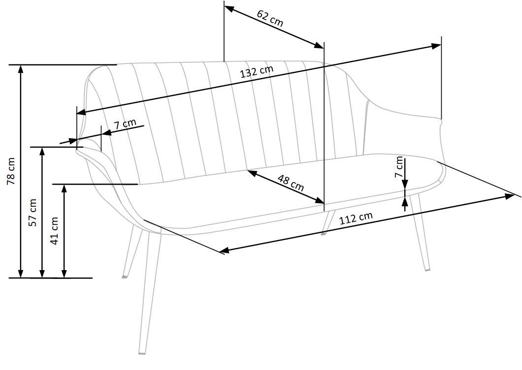 Dīvāns EL 132/62/78/41 cm tumši zaļs/zelta - N1 Home