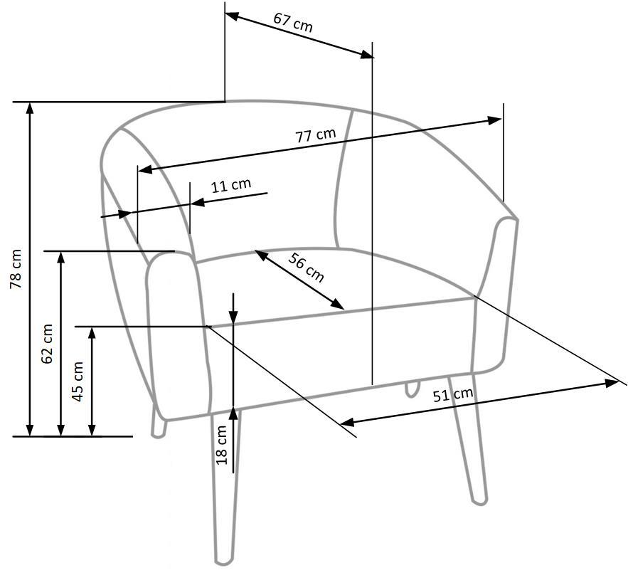 Krēsls Griti 77/67/78/45 cm krēms/zelts - N1 Home