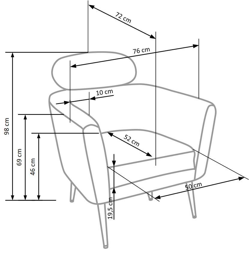 MS krēsls 74/70/96/46 cm pelēks - N1 Home