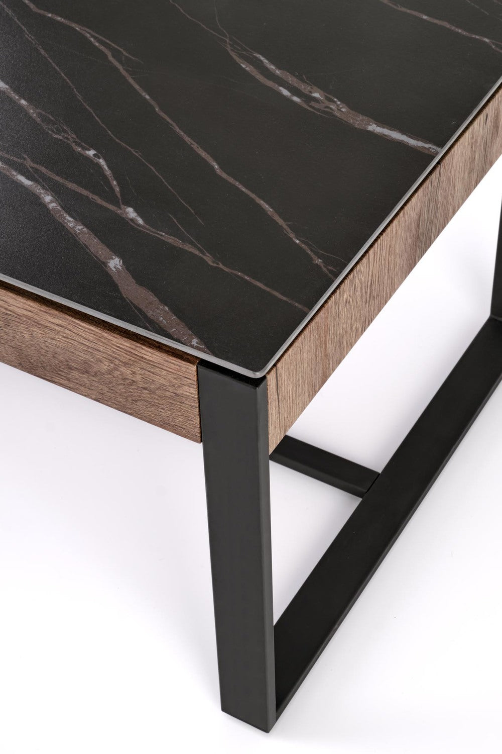 Kafijas galdiņš RM 121/61/45 cm melns marmors/riekstkoks - N1 Home