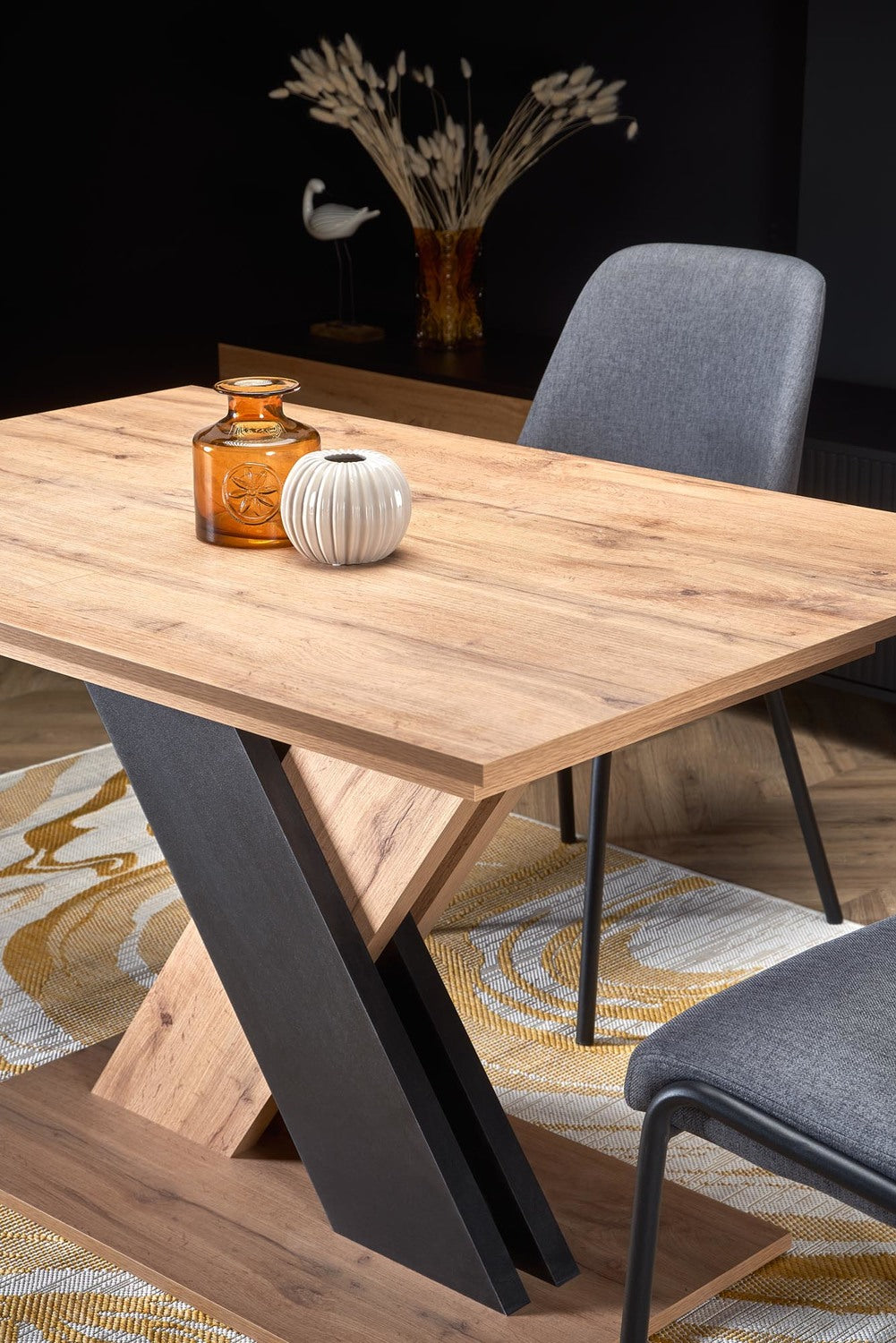 Galds Xareo 130/85/76 cm wotan ozols/melns - N1 Home