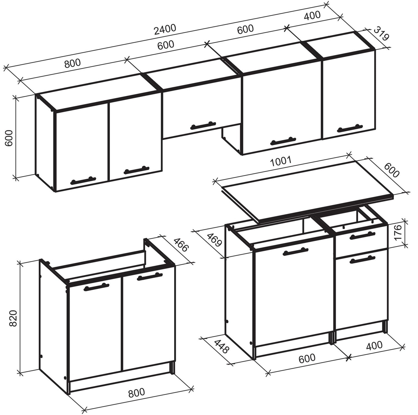 Virtuve RIA 240/214/60 antracīts - N1 Home