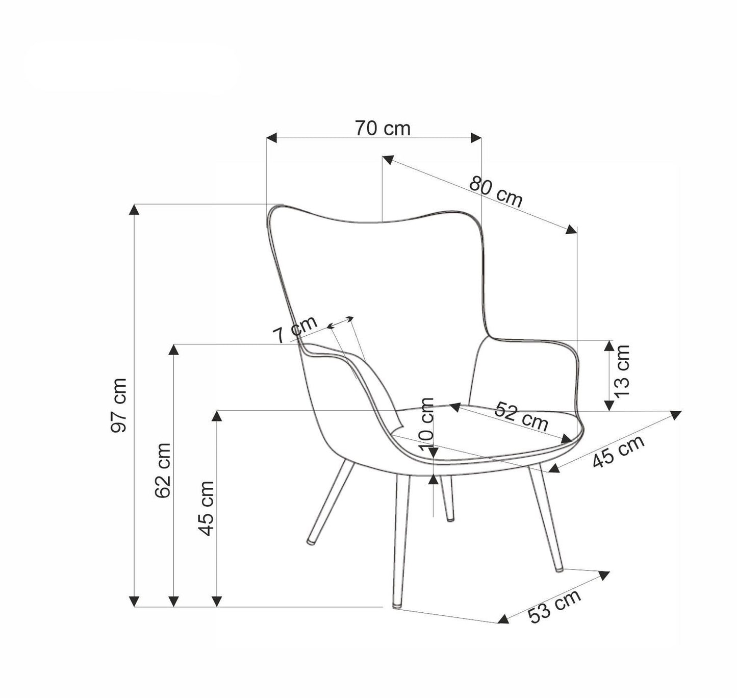 Krēsls Amo 70/80/97/45 cm krēms - N1 Home