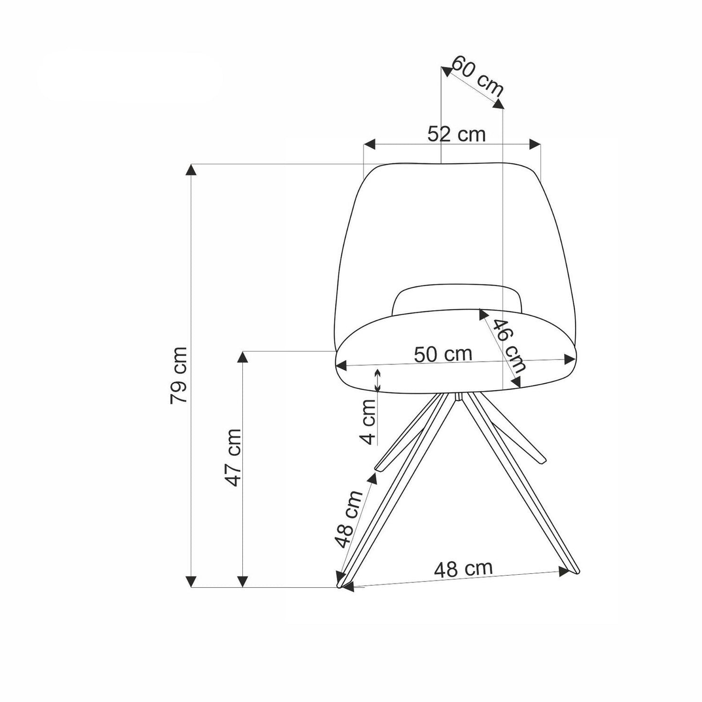 Krēsls Huka 52/60/79/47 cm pelēks - N1 Home