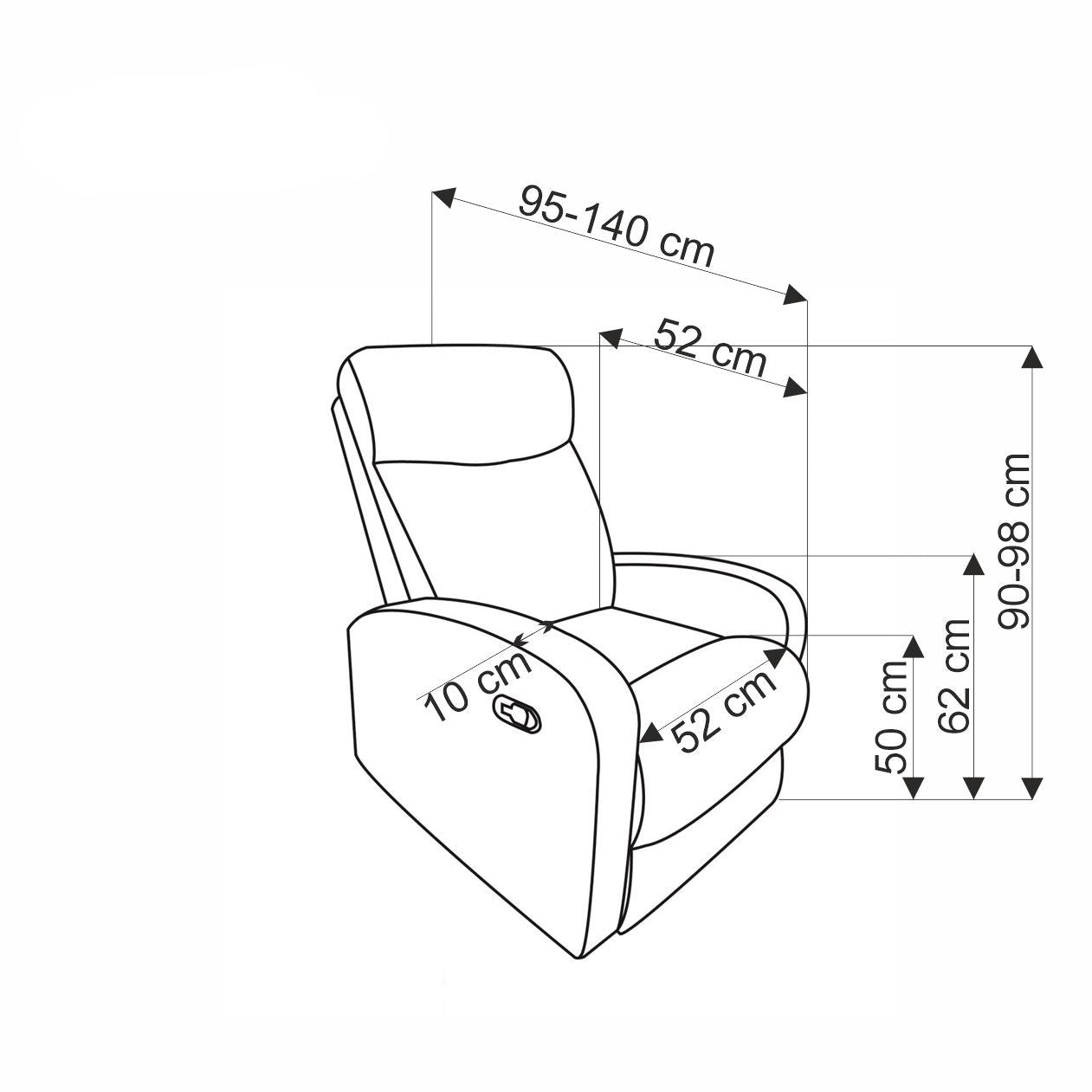 Krēsls Voner 75/95-140/90-98/50 cm Bluvel 4215