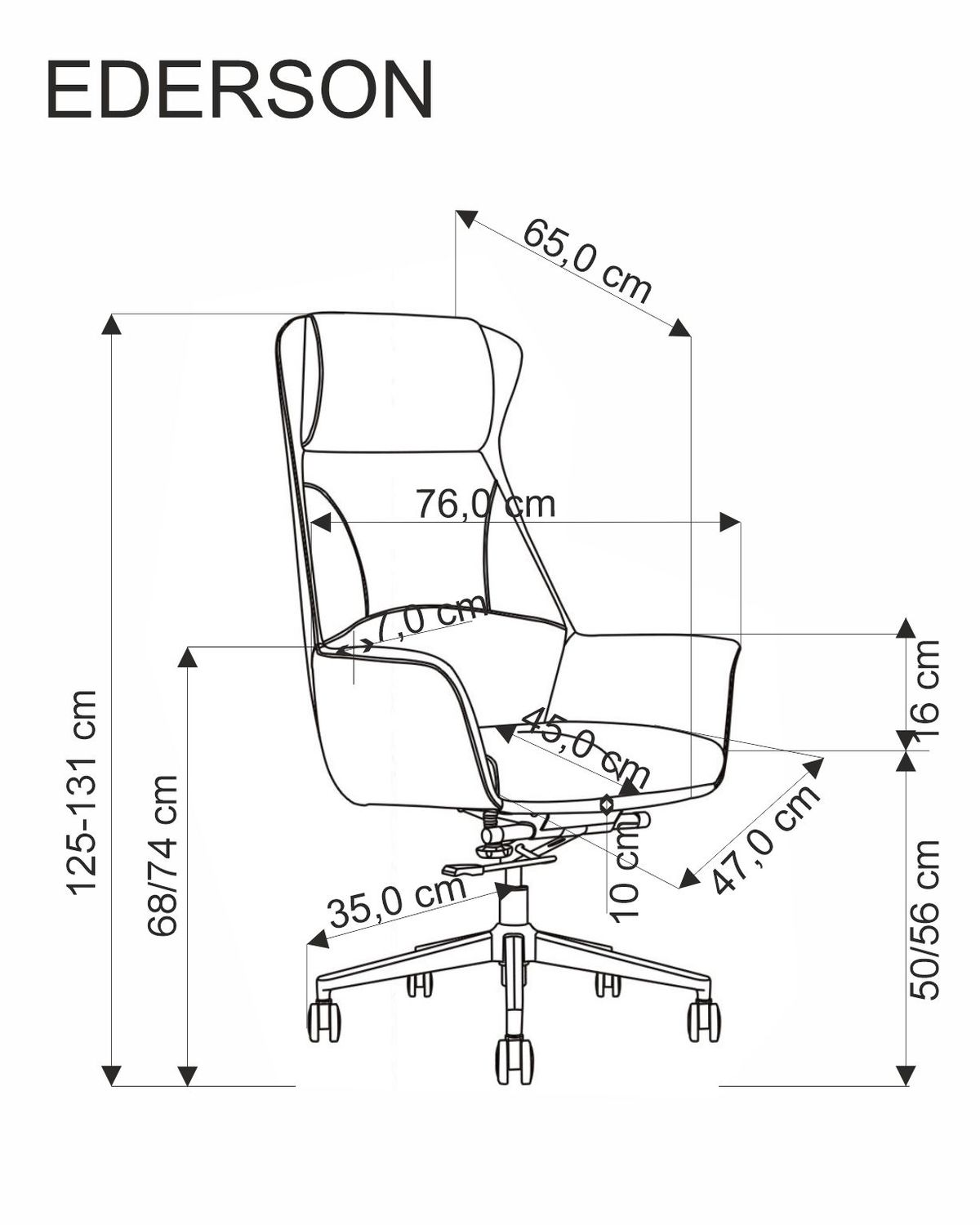 Krēsls Ede76/65/125-131/50-56 cm  kapučīno - N1 Home