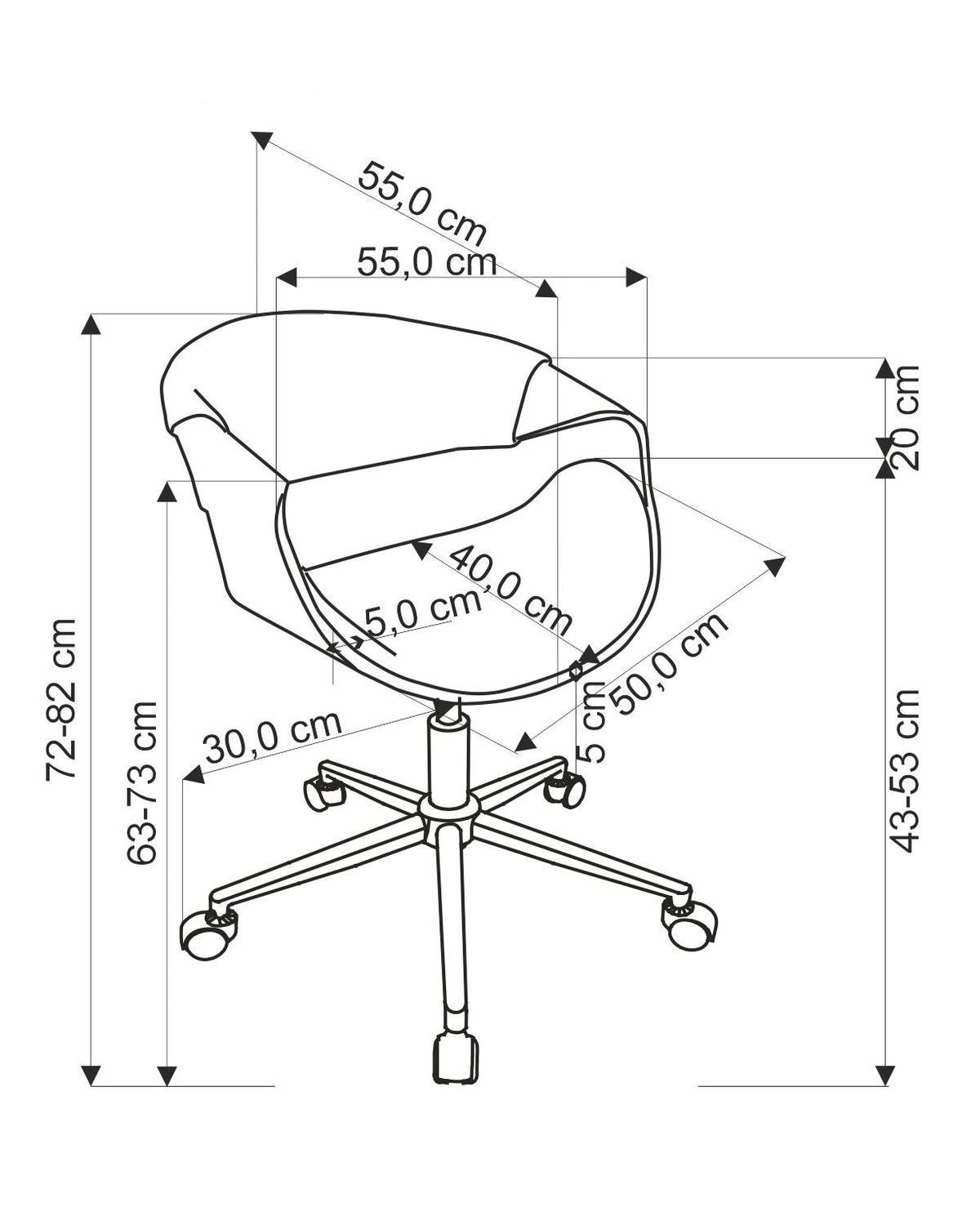 Krēsls Ego 55/55/72-82/43-53 cm riekstkoks /melns - N1 Home