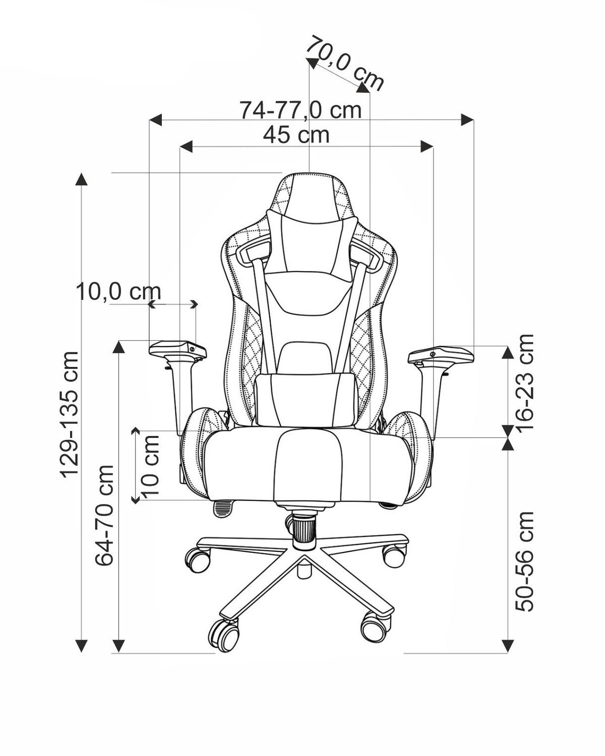 Krēsls Chav 74-77/70/129-135/50-56 cm melns