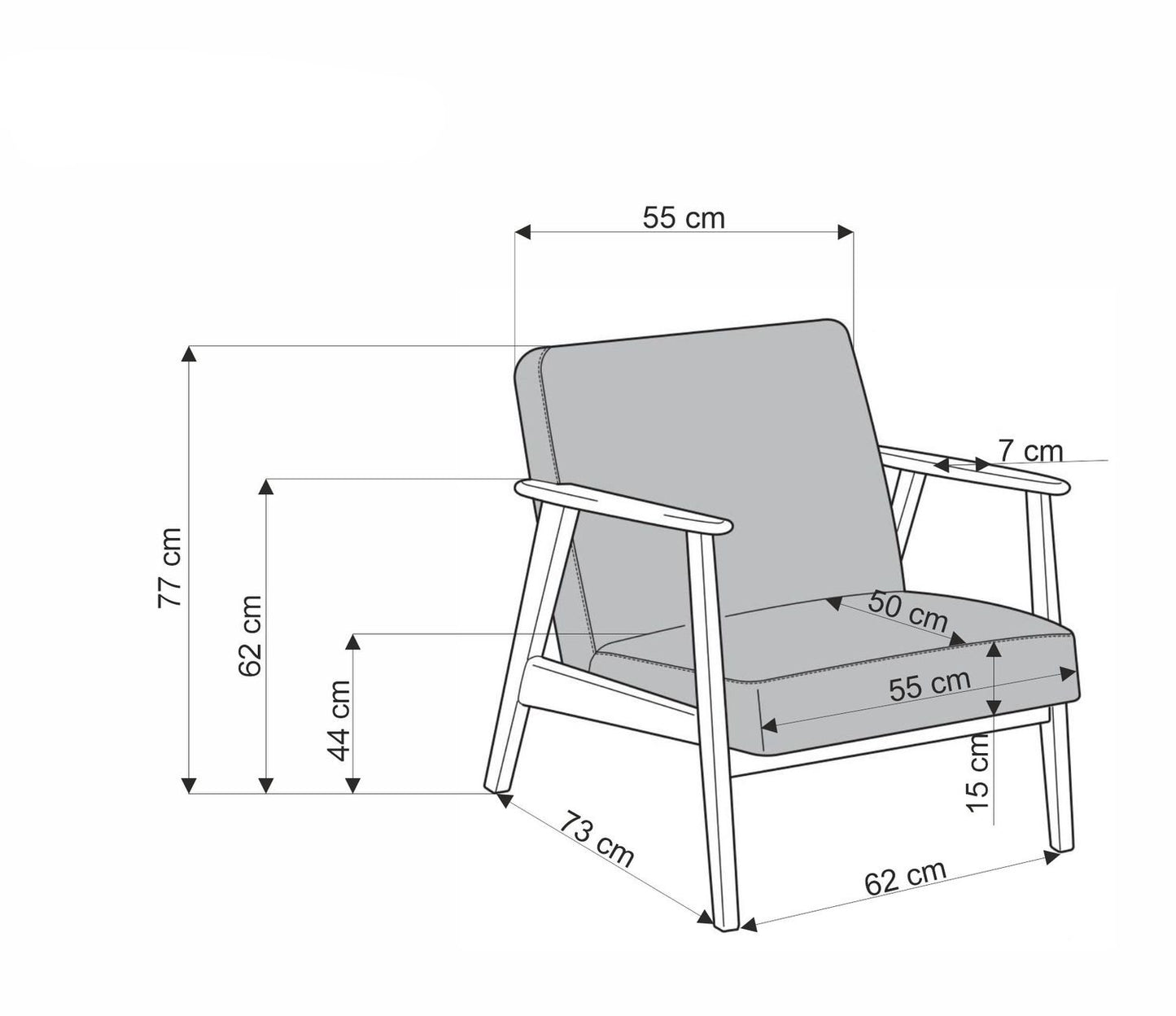 Krēsls Milo 65/77/77/44 cm zils - N1 Home