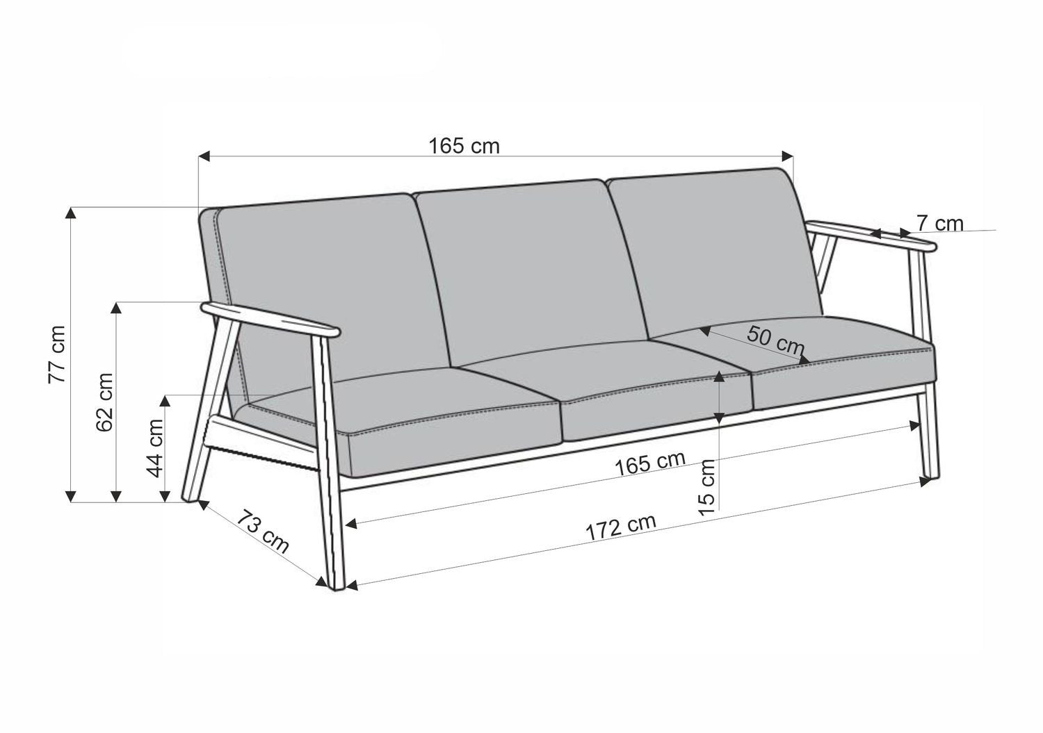 Dīvāns Milo 175/77/77/44 cm olīves - N1 Home