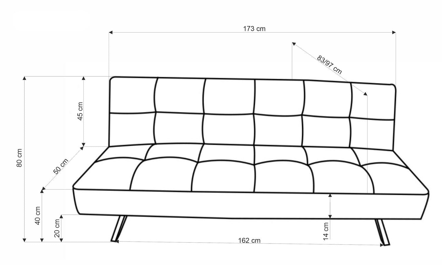 Dīvāns Carl 175/83-97/80-40 cm pelēks - N1 Home