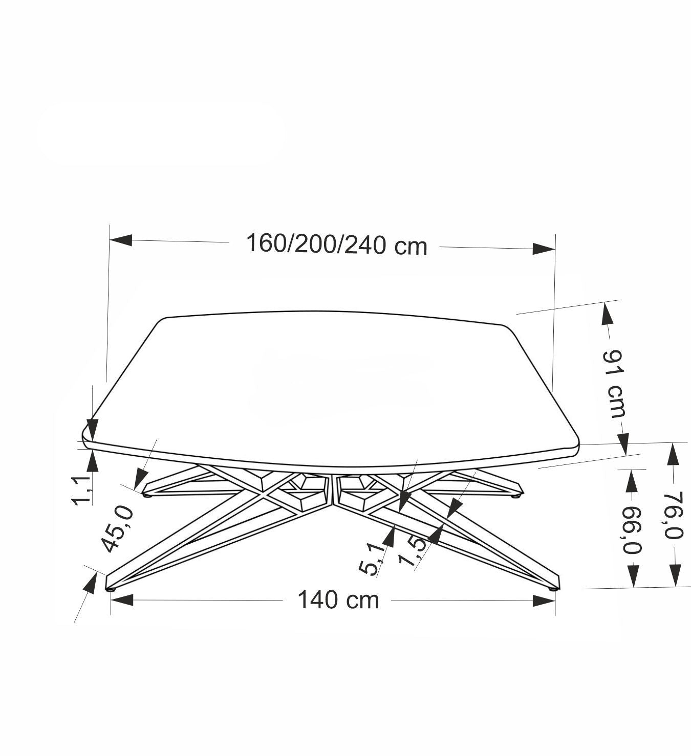 Galds Alfin 160/91/76 cm balts marmors/melns - N1 Home
